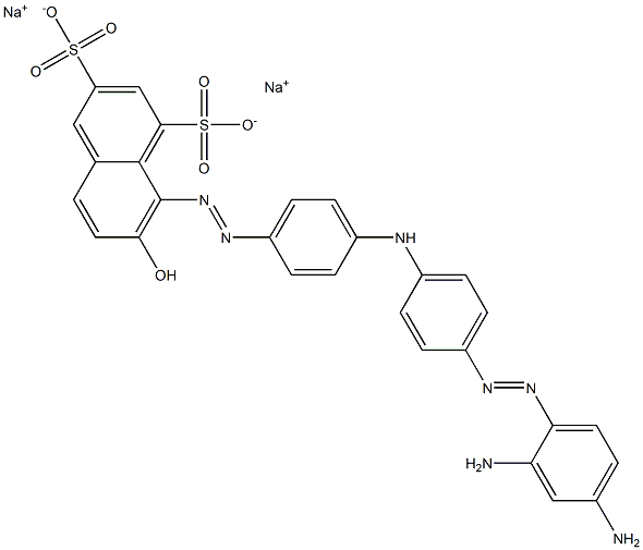 8-[[4-[[4-[(2,4-Diaminophenyl)azo]phenyl]amino]phenyl]azo]-7-hydroxynaphthalene-1,3-disulfonic acid disodium salt 구조식 이미지