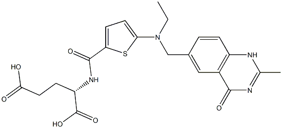 N-[5-[[(1,4-Dihydro-2-methyl-4-oxoquinazolin)-6-ylmethyl](ethyl)amino]2-thienylcarbonyl]-L-glutamic acid Structure