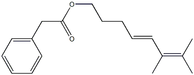 Phenylacetic acid 6,7-dimethyl-4,6-octadienyl ester 구조식 이미지