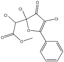 2-Chloro-2-[chloro(methoxycarbonyl)methyl]-4-chloro-5-phenylfuran-3(2H)-one 구조식 이미지