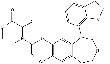 Methyl[(S)-1-(methoxycarbonyl)ethyl]carbamic acid [(7-chloro-3-methyl-1-(2,3-dihydrobenzofuran-7-yl)-2,3,4,5-tetrahydro-1H-3-benzazepin)-8-yl] ester 구조식 이미지