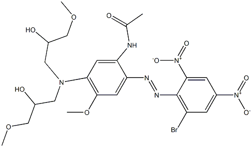 N-[2-(6-Bromo-2,4-dinitrophenylazo)-4-methoxy-5-[N,N-bis(2-hydroxy-3-methoxypropyl)amino]phenyl]acetamide 구조식 이미지