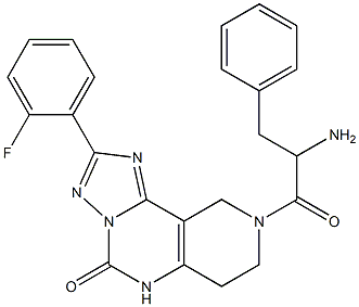 2-(2-Fluorophenyl)-6,7,8,9-tetrahydro-8-(2-amino-3-phenylpropanoyl)-1,3,3a,5,8-pentaaza-3aH-benz[e]inden-4(5H)-one Structure