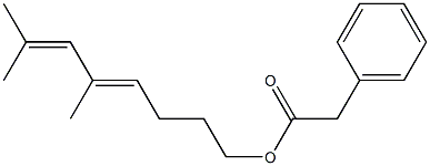 Phenylacetic acid 5,7-dimethyl-4,6-octadienyl ester Structure