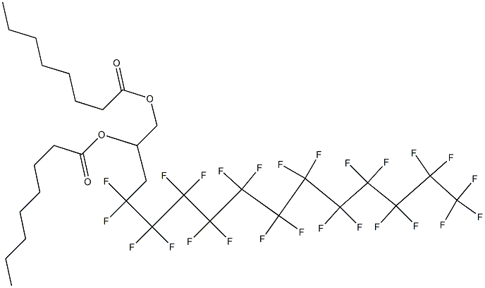 Dioctanoic acid 4,4,5,5,6,6,7,7,8,8,9,9,10,10,11,11,12,12,13,13,14,14,15,15,15-pentacosafluoro-1,2-pentadecanediyl ester Structure