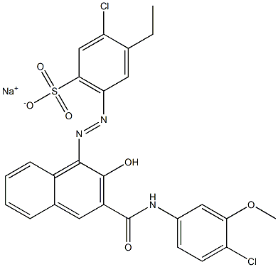 3-Chloro-4-ethyl-6-[[3-[[(4-chloro-3-methoxyphenyl)amino]carbonyl]-2-hydroxy-1-naphtyl]azo]benzenesulfonic acid sodium salt Structure