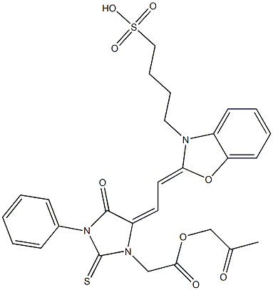 4-Oxo-3-phenyl-5-[2-[3-[4-(hydroxysulfonyl)butyl]benzoxazol-2(3H)-ylidene]ethylidene]-2-thioxo-1-imidazolidineacetic acid 2-oxopropyl ester 구조식 이미지