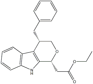 (1R,4S)-1-Ethyl-1,3,4,9-tetrahydro-4-(phenylmethyl)pyrano[3,4-b]indole-1-acetic acid 구조식 이미지