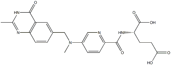 (2S)-2-[5-[N-Methyl-N-[[(3,4-dihydro-2-methyl-4-oxoquinazolin)-6-yl]methyl]amino]-2-pyridinylcarbonylamino]glutaric acid 구조식 이미지