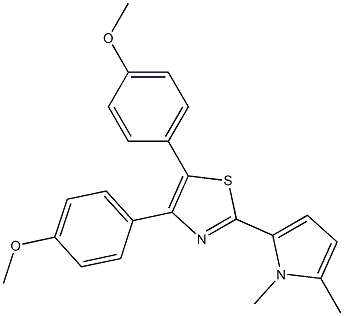 4,5-Bis(4-methoxyphenyl)-2-(1,5-dimethyl-1H-pyrrol-2-yl)thiazole 구조식 이미지