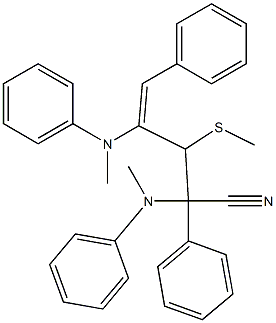 3-Methylthio-2,5-diphenyl-2,4-bis(N-methylphenylamino)-4-pentenonitrile 구조식 이미지