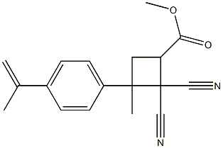 2,2-Dicyano-3-methyl-3-[4-(1-methylvinyl)phenyl]cyclobutane-1-carboxylic acid methyl ester 구조식 이미지