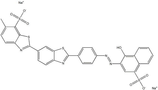 6-Methyl-2'-[4-[(1-hydroxy-4-sulfo-2-naphtyl)azo]phenyl]-2,6'-bibenzothiazole-7-sulfonic acid disodium salt 구조식 이미지