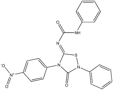 4-(4-Nitrophenyl)-2-phenyl-5-[(phenylcarbamoyl)imino]-1,2,4-thiadiazolidin-3-one Structure