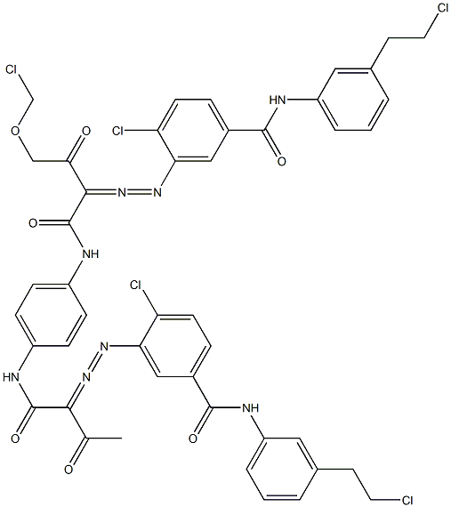 3,3'-[2-(Chloromethoxy)-1,4-phenylenebis[iminocarbonyl(acetylmethylene)azo]]bis[N-[3-(2-chloroethyl)phenyl]-4-chlorobenzamide] 구조식 이미지