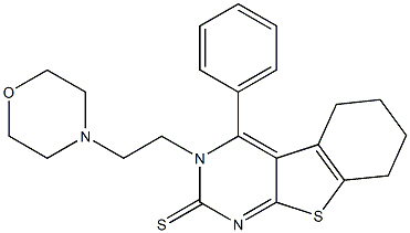 3-(2-Morpholinoethyl)-5,6,7,8-tetrahydro-4-phenyl[1]benzothieno[2,3-d]pyrimidine-2(3H)-thione Structure
