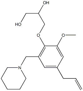 3-[4-Allyl-2-methoxy-6-(piperidinomethyl)phenoxy]-1,2-propanediol 구조식 이미지