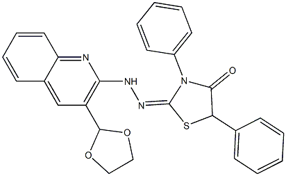 2-[2-[3-(1,3-Dioxolane-2-yl)quinoline-2-yl]hydrazono]-3-phenyl-5-phenylthiazolidine-4-one Structure