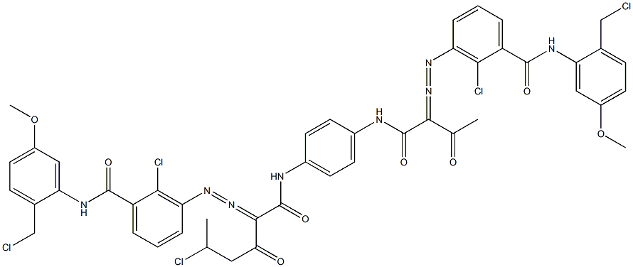 3,3'-[2-(1-Chloroethyl)-1,4-phenylenebis[iminocarbonyl(acetylmethylene)azo]]bis[N-[2-(chloromethyl)-5-methoxyphenyl]-2-chlorobenzamide] Structure