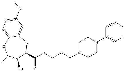 (3S,4R)-3-Hydroxy-4-[3-(4-phenyl-1-piperazinyl)propyl]-7-methoxy-3,4-dihydro-2H-1,5-benzoxathiepin-4-carboxylic acid methyl ester 구조식 이미지