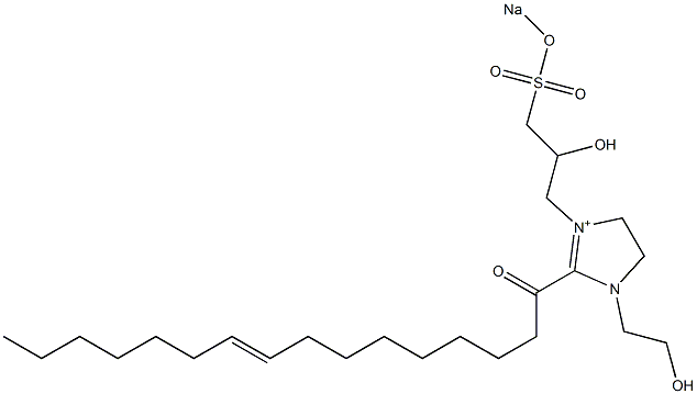 1-(2-Hydroxyethyl)-3-[2-hydroxy-3-(sodiooxysulfonyl)propyl]-2-(9-hexadecenoyl)-2-imidazoline-3-ium 구조식 이미지