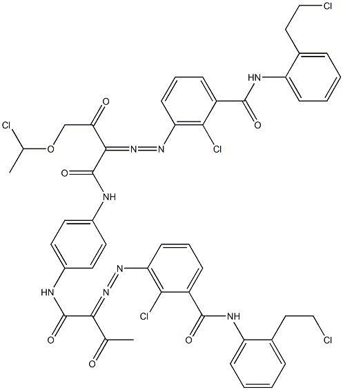 3,3'-[2-[(1-Chloroethyl)oxy]-1,4-phenylenebis[iminocarbonyl(acetylmethylene)azo]]bis[N-[2-(2-chloroethyl)phenyl]-2-chlorobenzamide] Structure