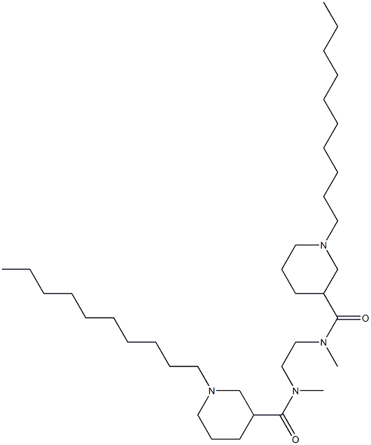 N,N'-Dimethyl-N,N'-bis[(1-decylpiperidin-3-yl)carbonyl]-1,2-ethanediamine 구조식 이미지