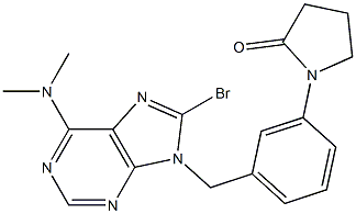 6-Dimethylamino-8-bromo-9-(3-(2-oxo-1-pyrrolidinyl)benzyl)-9H-purine 구조식 이미지