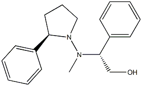 (2R)-2-Phenyl-1-[N-methyl-N-[(1R)-2-hydroxy-1-phenylethyl]amino]pyrrolidine 구조식 이미지