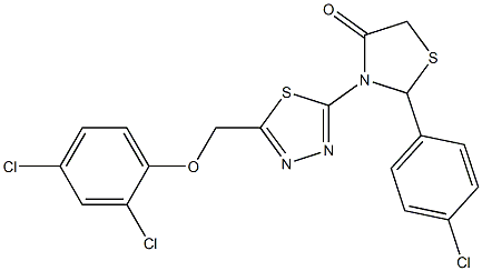 3,5-Dihydro-3-[5-[(2,4-dichlorophenoxy)methyl]-1,3,4-thiadiazol-2-yl]-2-[4-chlorophenyl]thiazol-4(2H)-one Structure