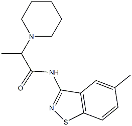 N-(5-Methyl-1,2-benzisothiazol-3-yl)-2-(1-piperidinyl)propanamide 구조식 이미지