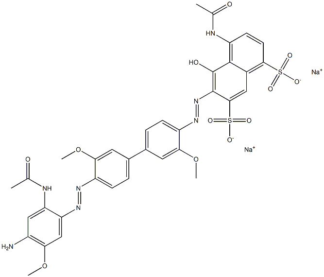 4-Acetylamino-6-[[4'-[(2-acetylamino-4-amino-5-methoxyphenyl)azo]-3,3'-dimethoxy-1,1'-biphenyl-4-yl]azo]-5-hydroxynaphthalene-1,7-disulfonic acid disodium salt Structure