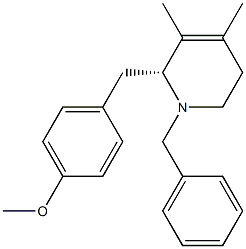 (2R)-1,2,5,6-Tetrahydro-2-[(4-methoxyphenyl)methyl]-3,4-dimethyl-1-(phenylmethyl)pyridine 구조식 이미지