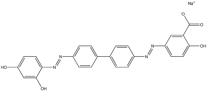 2-Hydroxy-5-[[4'-[(2,4-dihydroxyphenyl)azo]-1,1'-biphenyl-4-yl]azo]benzoic acid sodium salt 구조식 이미지