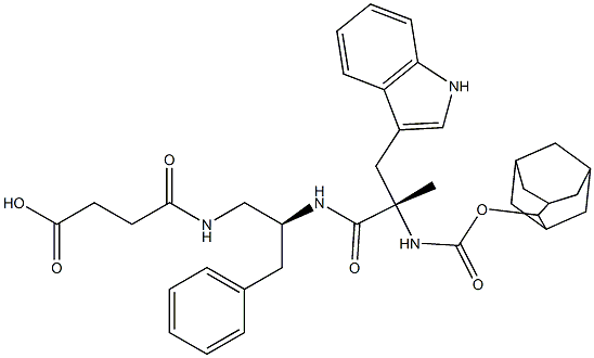 4-[(S)-2-[(S)-2-(Adamantan-2-yloxycarbonylamino)-3-(1H-indol-3-yl)-2-methylpropanoylamino]-3-phenylpropylamino]-4-oxobutyric acid 구조식 이미지