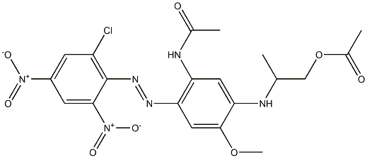 Acetic acid 2-[[5-acetylamino-4-(6-chloro-2,4-dinitrophenyl)azo-2-methoxyphenyl]amino]propyl ester Structure
