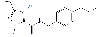 N-(4-Propylbenzyl)-1-methyl-3-ethyl-4-chloro-1H-pyrazole-5-carboxamide 구조식 이미지