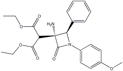 2-[(3R,4R)-3-Amino-1-(4-methoxyphenyl)-2-oxo-4-phenylazetidin-3-yl]malonic acid diethyl ester 구조식 이미지