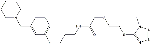 N-[3-[3-(Piperidinomethyl)phenoxy]propyl]-2-[2-[(1-methyl-1H-tetrazol-5-yl)thio]ethylthio]acetamide Structure