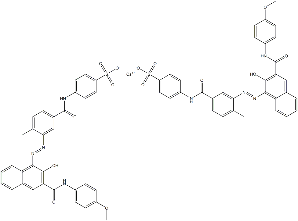 4'-[3-[2-Hydroxy-3-[N-(p-methoxyphenyl)]carbamoylnaphthylazo]-4-methylbenzoylamino]benzenesulfonic acid calcium salt Structure