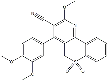 2-Methoxy-4-[3,4-dimethoxyphenyl]-5H-[1]benzothiopyrano[4,3-b]pyridine-3-carbonitrile 6,6-dioxide 구조식 이미지