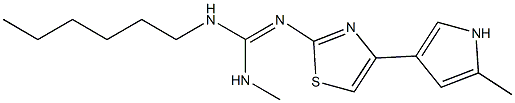 2-[Methylamino(hexylamino)methylene]amino-4-(2-methyl-1H-pyrrol-4-yl)thiazole 구조식 이미지