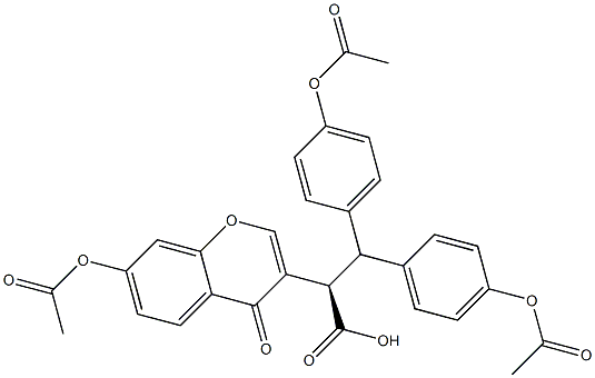 (R)-3,3-Bis(4-acetyloxyphenyl)-2-(7-acetyloxy-4-oxo-4H-1-benzopyran-3-yl)propanoic acid Structure