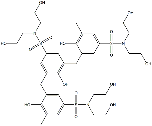 2,6-Bis[2-hydroxy-3-methyl-5-[[bis(2-hydroxyethyl)amino]sulfonyl]benzyl]-4-[[bis(2-hydroxyethyl)amino]sulfonyl]phenol 구조식 이미지