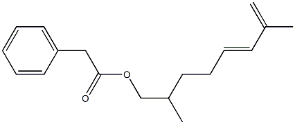 Phenylacetic acid 2,7-dimethyl-5,7-octadienyl ester Structure