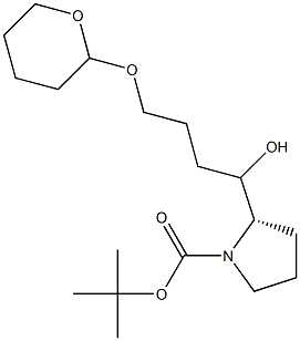 (2S)-2-[1-Hydroxy-4-[(tetrahydro-2H-pyran-2-yl)oxy]butyl]-1-pyrrolidinecarboxylic acid tert-butyl ester 구조식 이미지