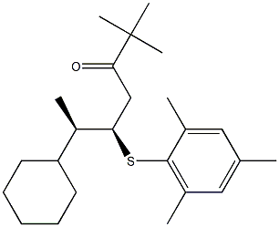 (5R,6R)-5-(2,4,6-Trimethylphenylthio)-2,2-dimethyl-6-cyclohexyl-3-heptanone Structure