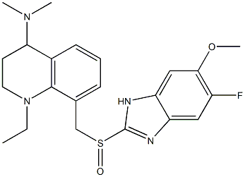 1-Ethyl-1,2,3,4-tetrahydro-4-dimethylamino-8-(5-fluoro-6-methoxy-1H-benzimidazol-2-ylsulfinylmethyl)quinoline 구조식 이미지