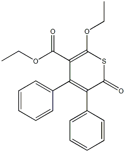 3,4-Diphenyl-2-oxo-6-ethoxy-2H-thiopyran-5-carboxylic acid ethyl ester 구조식 이미지