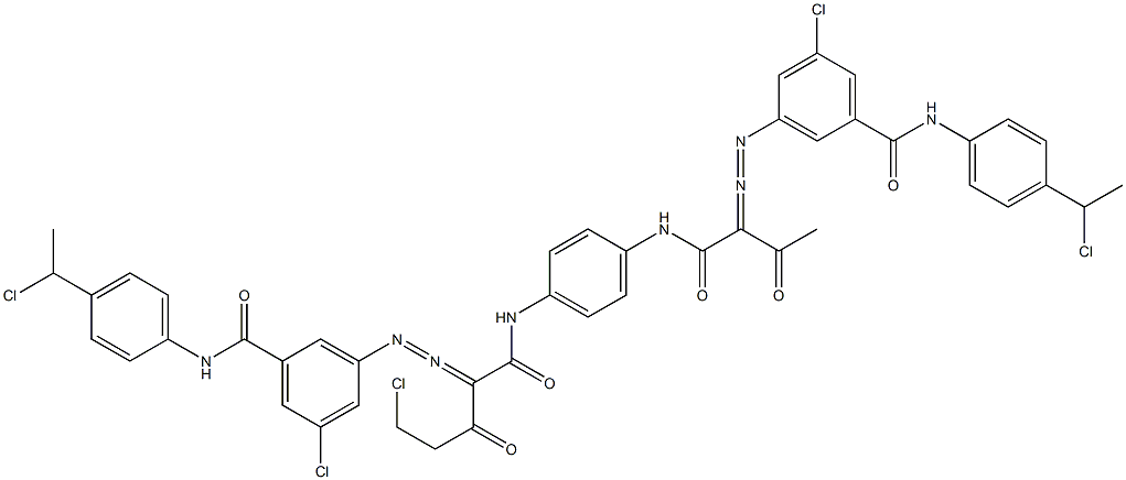 3,3'-[2-(Chloromethyl)-1,4-phenylenebis[iminocarbonyl(acetylmethylene)azo]]bis[N-[4-(1-chloroethyl)phenyl]-5-chlorobenzamide] 구조식 이미지